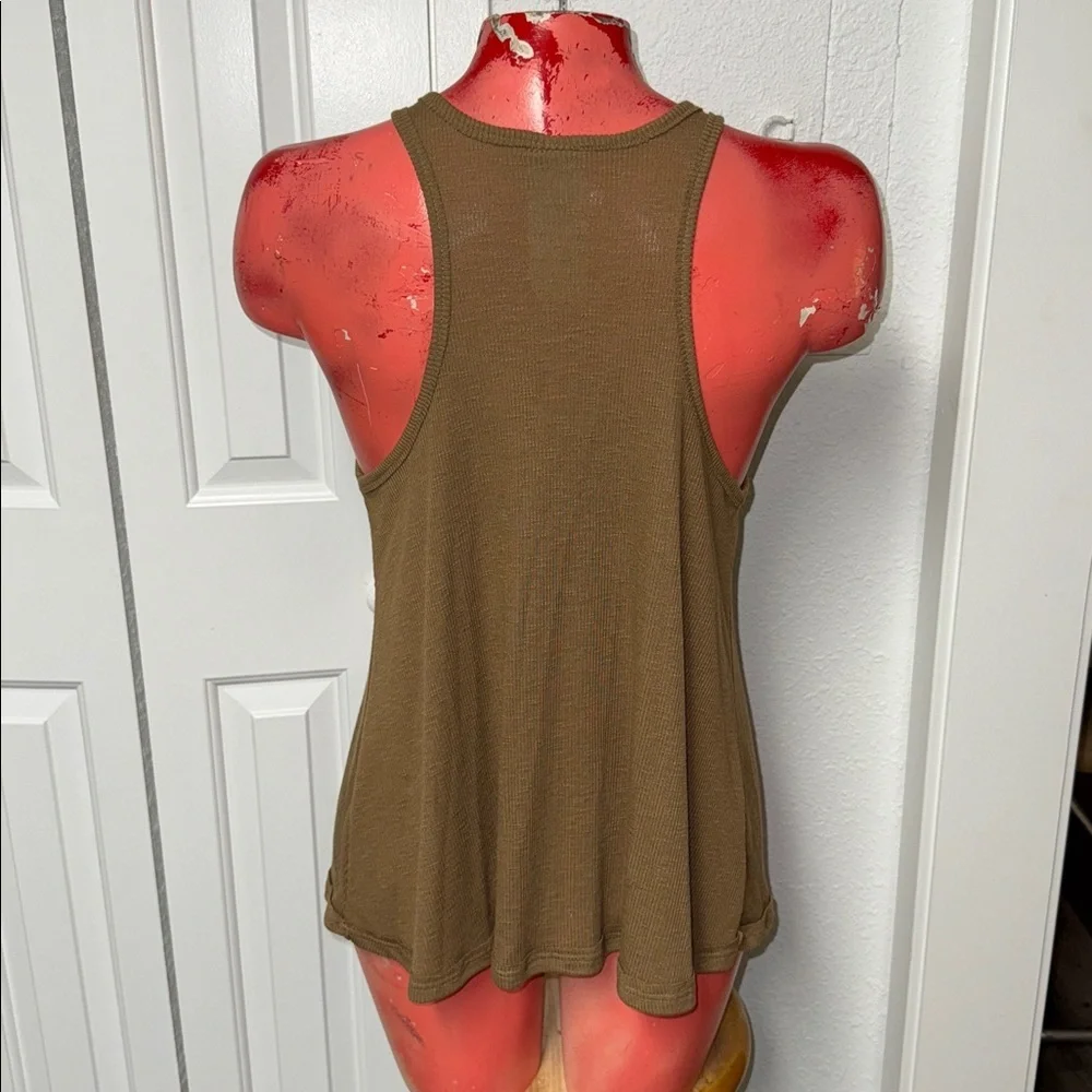Free People tank top shirt blouse xs olive green boho muscle